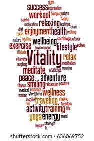 Vitality Word Cloud Concept On White Stock Illustration