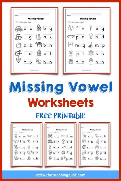 Missing Vowel Worksheets For Kindergarten The Teaching Aunt