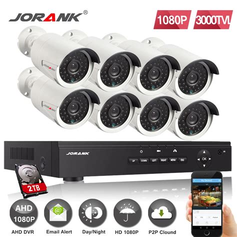 8 채널 AHD DVR 8 개 2 0MP 1080P 감시 카메라 비디오 시스템 야외 방수 IR 야간 투시경 1 TB 2 테라