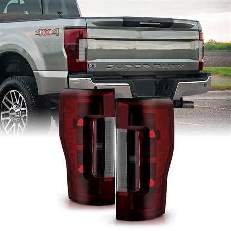 AKKON Fits 2017 2018 2019 Ford F 250 F350 Super Duty Red Smoked Tail