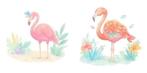 Premium Vector Cute Flamingo Watercolour Vector Illustration 3