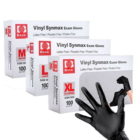 Basic Vinyl Synmax Exam Gloves Black Powder Free 300pcs My Store