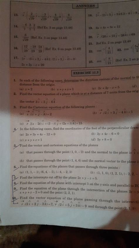 Find The Vector And Cartesian Equations Of The Planes Filo