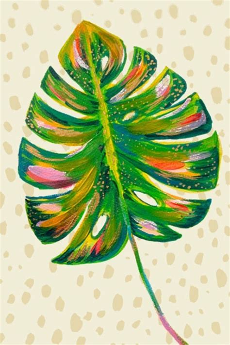 How To Paint A Monstera Leaf Step By Step Colorful Art Paintings