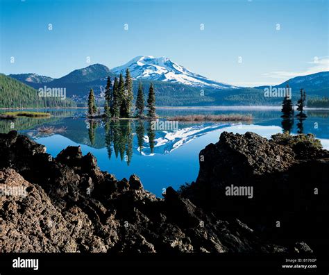 Sparks Lake And The South Sister Peak In The Oregon Cascades Near Bend