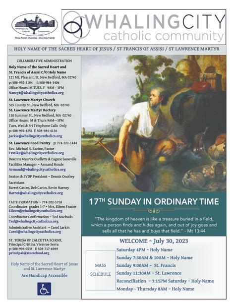 Bulletin For The Th Sunday In Ordinary Time July Whaling