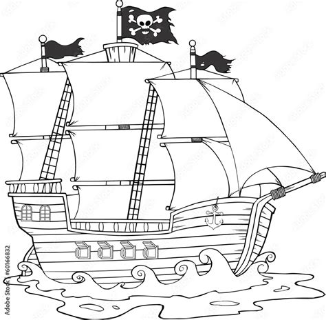 Pirate Ship Black And White