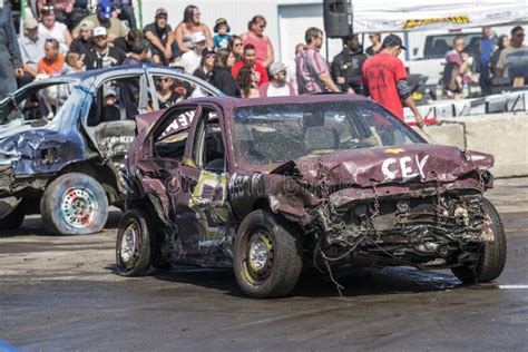 Wrecked Cars At The End Of The Demolition Derby Editorial Stock Image