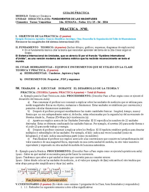 Guia Practica N2 estática y dinámica GUIA DE PRÁCTICA MODULO