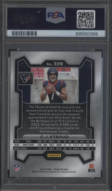 2023 PANINI PRIZM 339 CJ Stroud Houston Texans RC Rookie PSA 9 IN