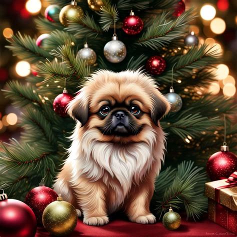 Cute Fuzzy Pekingese Puppy With Highly Detailed Eyes And Fur In Front