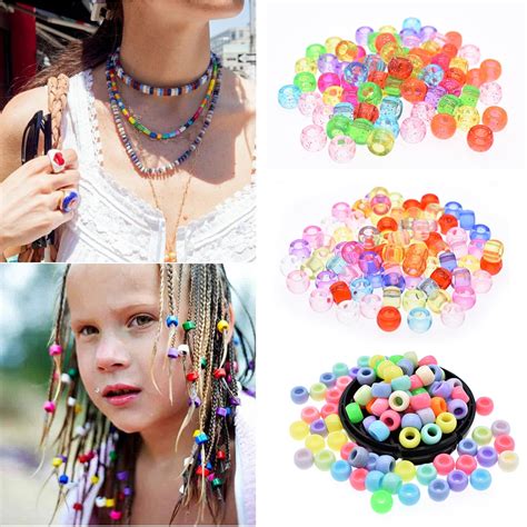 100Pcs Crochet kids Multicoloured Braids hair dread dreadlock beads rings tube for styling ...