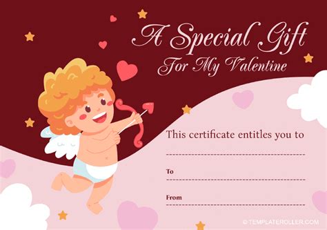 Valentines Day T Certificate Template Angel Download Printable Pdf Templateroller