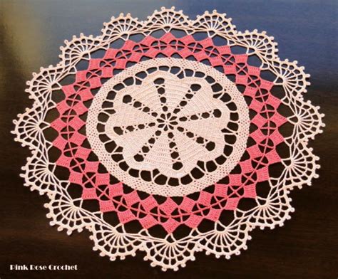 Pink Rose Crochet Centrinhos Pink Doily