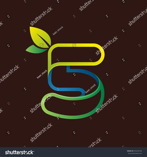 Number Five Logo Green Leaves Vector Stock Vector (Royalty Free ...