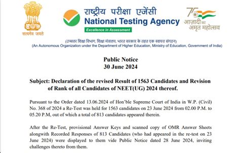 Neet Revised Scorecard And Rank List Out At Exams Nta Ac In Check