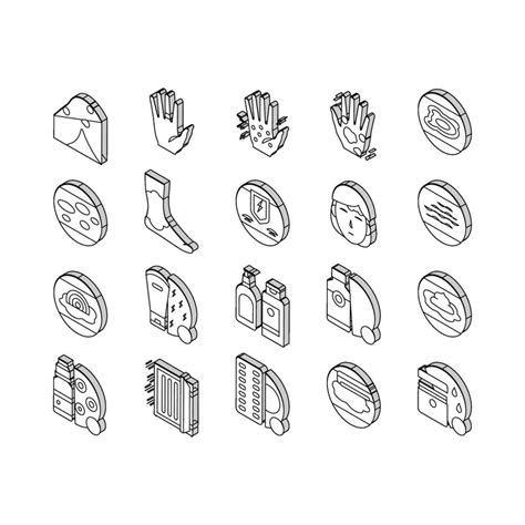 Eczema Disease Treat Collection Isometric Icons Set Vector 39309506