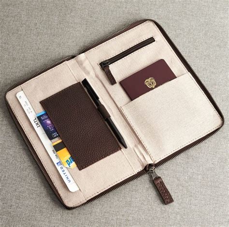 Dark Brown Leather Travel Document Organizer Men Passport Etsy