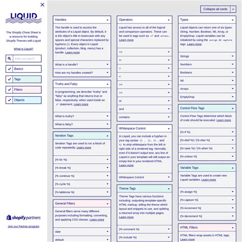 Shopify Cheat Sheet A Resource For Building Shopify Themes With