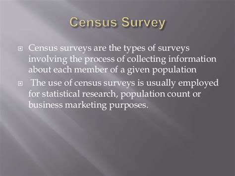 Presentation On Census Survey And Sample Survey