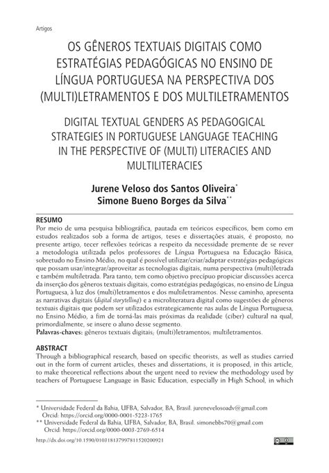 Pdf Os Gêneros Textuais Digitais Como Estratégias Pedagógicas No