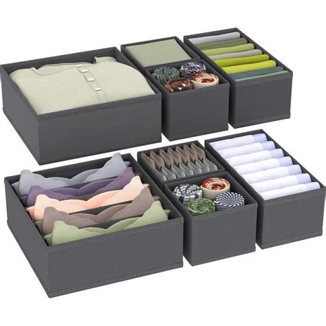 Lot De 8 Organisateur Tiroir Pliable Boite De Rangement Sous Vetement