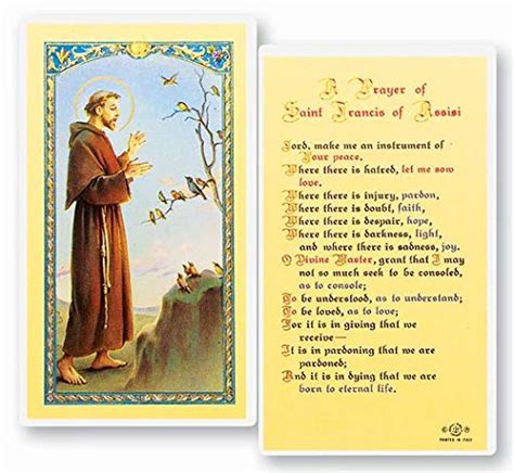 Saint Francis Of Assisi Prayer For Peace Laminated Holy Cards Set Of 5 Office