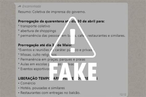 É Fake São Falsas Informações Sobre Novas Medidas Do Governo Do