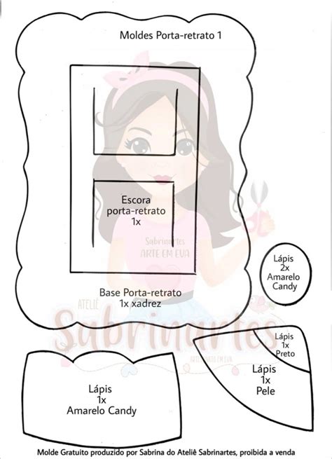Molde Porta Retrato Eva Pdf - Molde grátis porta retrato infantil em eva - Molde para Artesanato