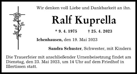 Traueranzeigen Von Ralf Kuprella Augsburger Allgemeine Zeitung