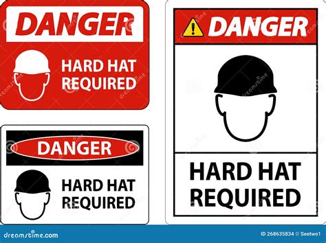 Danger Hard Hat Protection Required Symbol Sign Vector Illustration