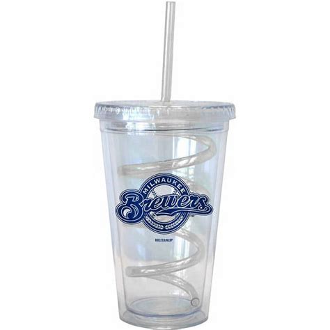 16oz MLB Milwaukee Brewers Swirl Straw Tumbler - Walmart.com