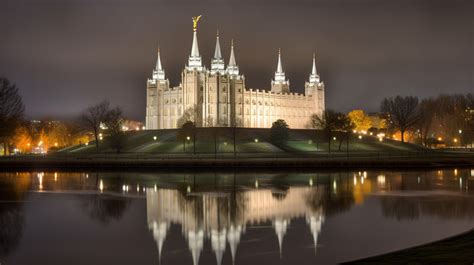 Lotus Pond Night Mormon Temple At Reflected In A Utah Backgrounds | PSD ...