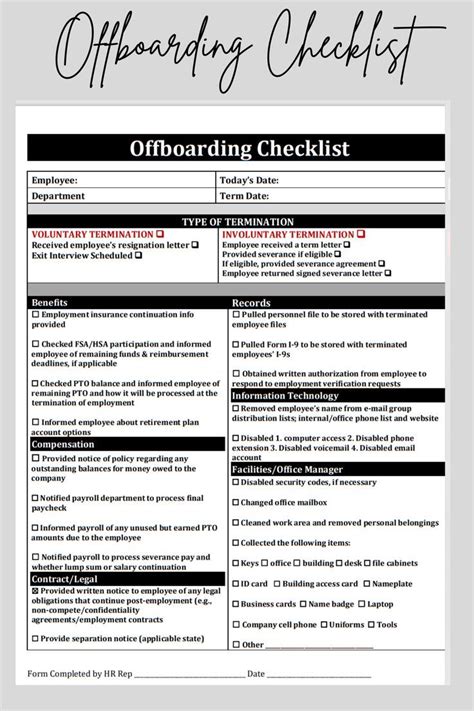 Offboarding Checklist Ms Editable Word Template Hr Forms Templates