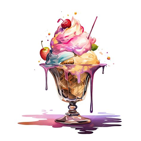 Premium Ai Image A Colorful Ice Cream Sundae With A Cherry On Top