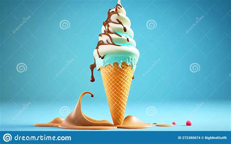 Melting Ice Cream Cone In A Variety Of Vibrant Colors Illustration Stock Illustration