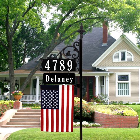 Address America Usa Handcrafted Reflective Boardwalk Address Sign With Name Rider And Flag