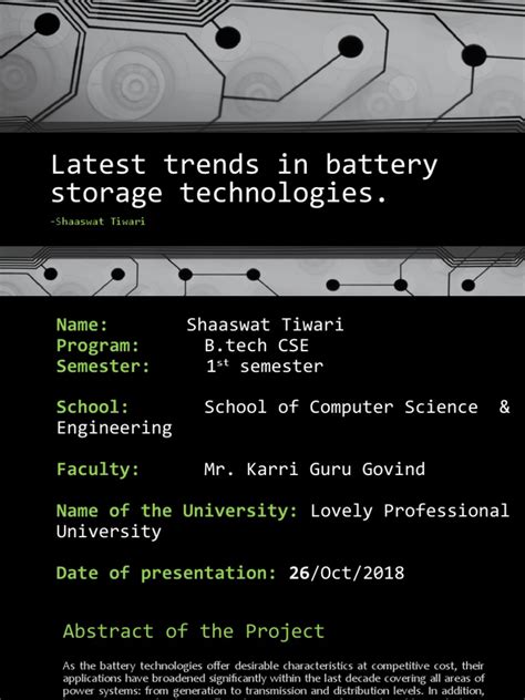 Latest Trends in Battery Storage Technologies | PDF | Rechargeable ...