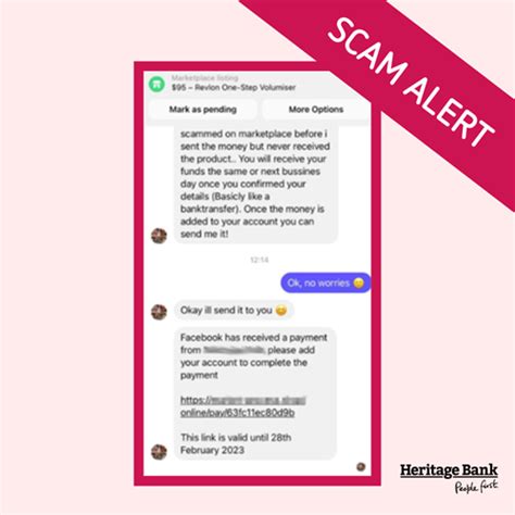 Facebook Marketplace Fake Payment Portal Scam Alert Heritage Bank