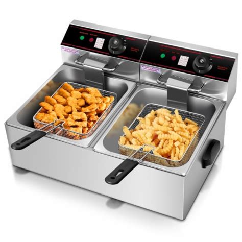 3400w Electric Countertop Deep Fryer Dual Tank Commercial Restaurant