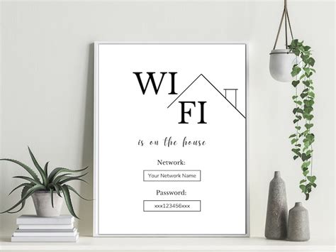 Wifi Password Sign, Printable Wifi Sign, Wifi Sign Template, Minimalist ...