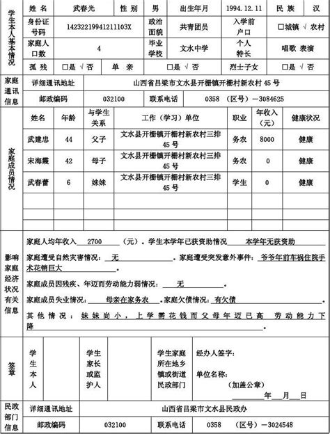 大学生家庭情况调查表word文档在线阅读与下载无忧文档