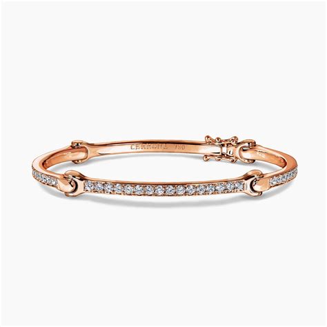 Sensi 18ct Rose Gold Diamond Dog Bone Bracelet Cerrone