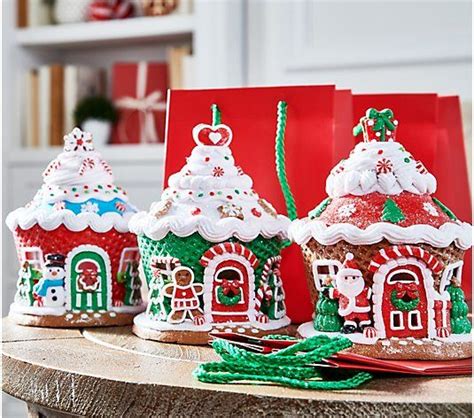 Set Of Illuminated Gingerbread Cupcake Houses By Valerie Qvc