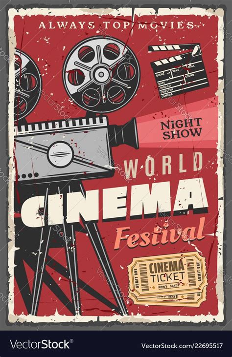 Cinema Festival Retro Poster Vintage Camcorder Vector Image On