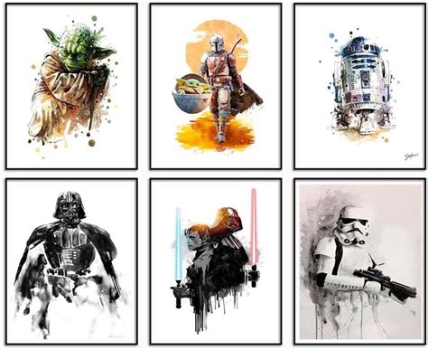 Herzii Prints Star Wars Poster Watercolor Prints Set Of 6