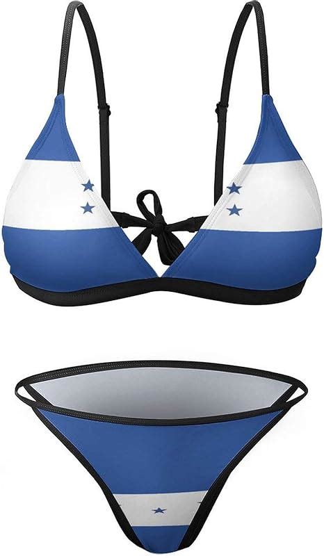 Bikini Set mit Flagge von Honduras sexy Badeanzug Strand Bikini Set teilig für Damen Gr