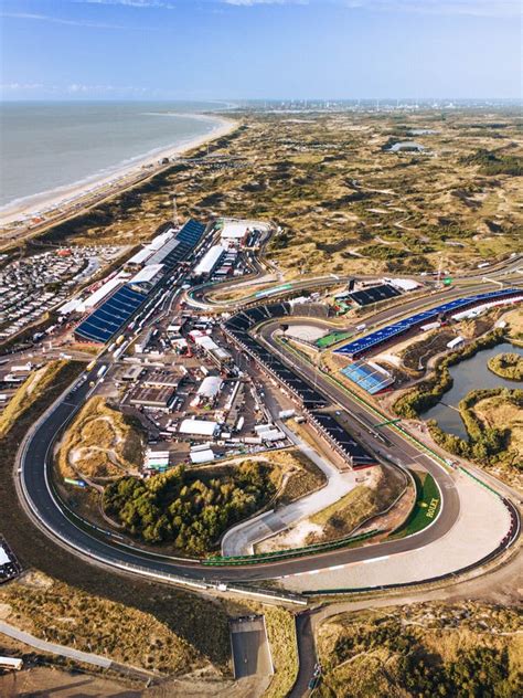 Vertical Aerial Shot Of Zandvoort Formula Circuit In Preparation For