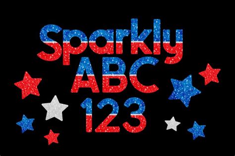 Patriotic Sparkly Alphabet Numbers And Stars