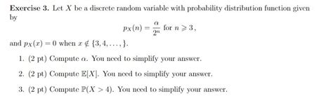 Solved Exercise 3 Let X Be A Discrete Random Variable With